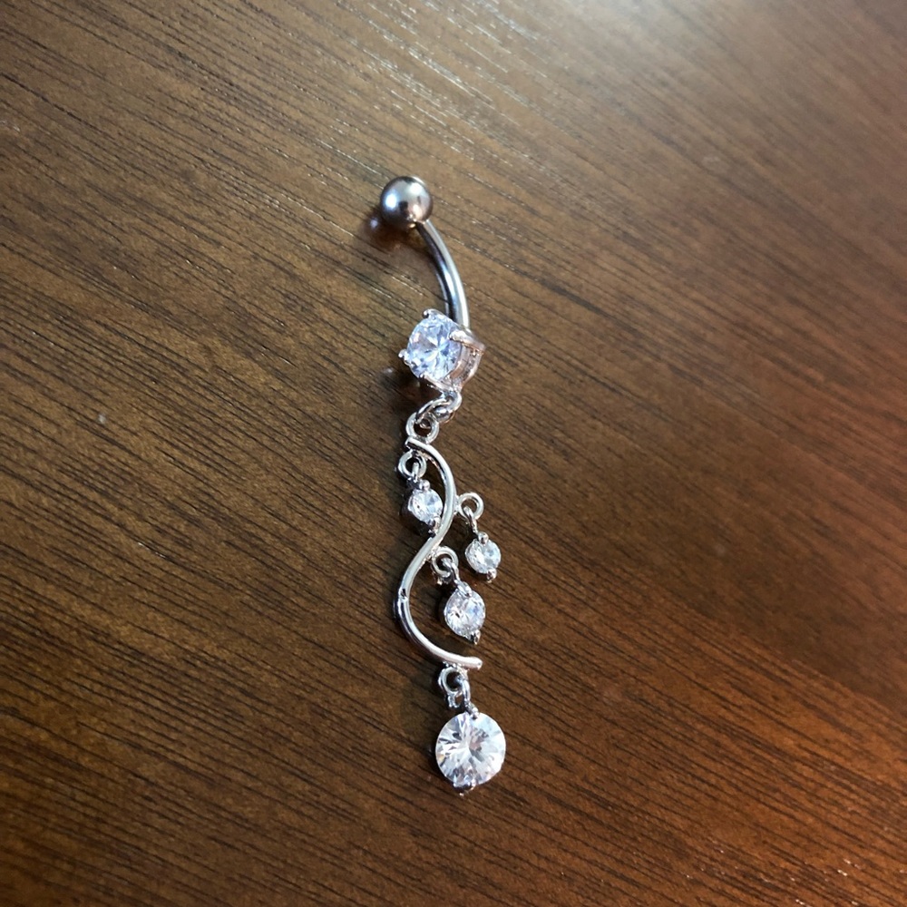 Piercing pagoda sterling silver dangling naval ring